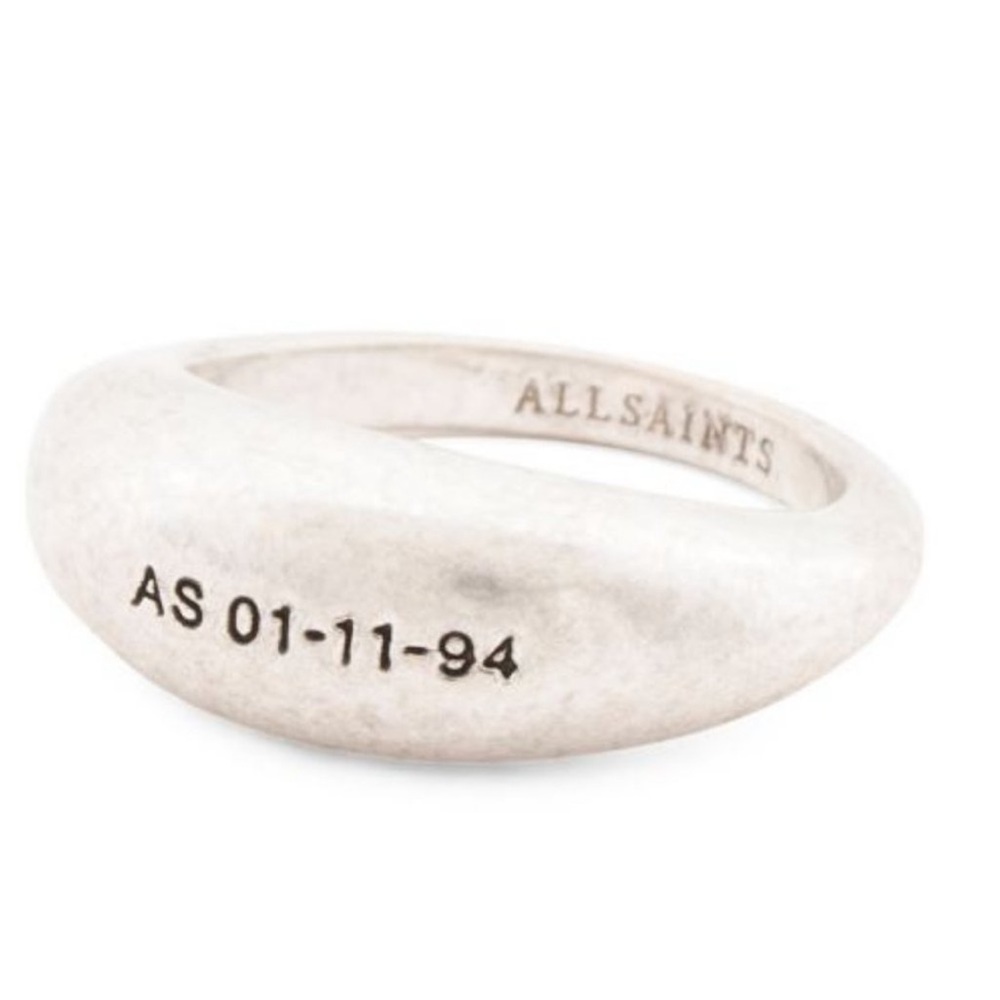 AllSaints Silver Kyda Logo Ring Sz. 6 & 7